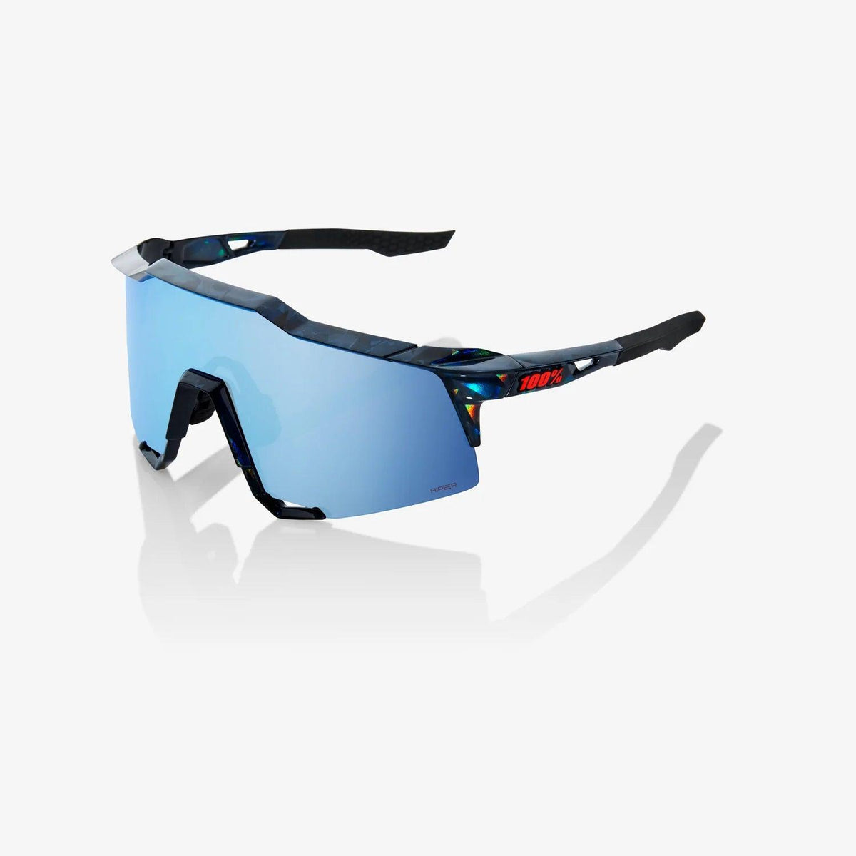 100 Percent Sunglasses - SPEEDCRAFT - Black Holographic - HiPER Blue Multilayer Mirror Lens product image 1, provided for