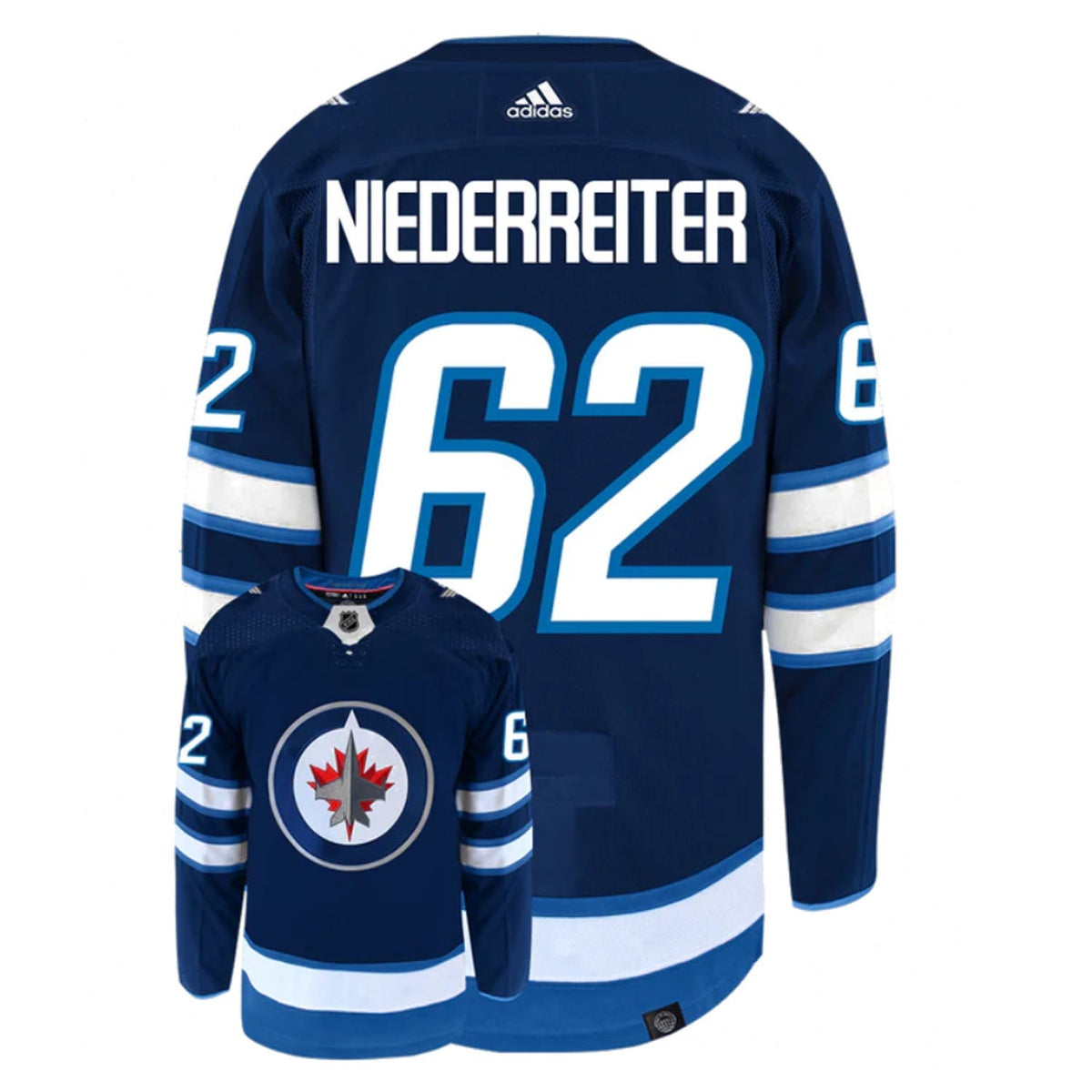 Nino Niederreiter Winnipeg Jets 62 Jersey product image 3, provided for visual reference and product detail review