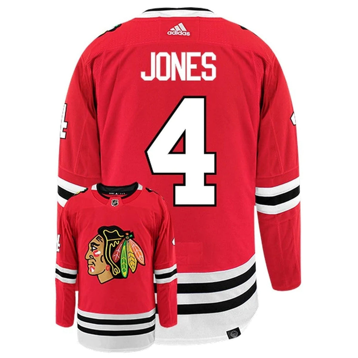 Seth Jones Chicago Blackhawks 4 Jersey product image 2, provided for visual reference and product detail review