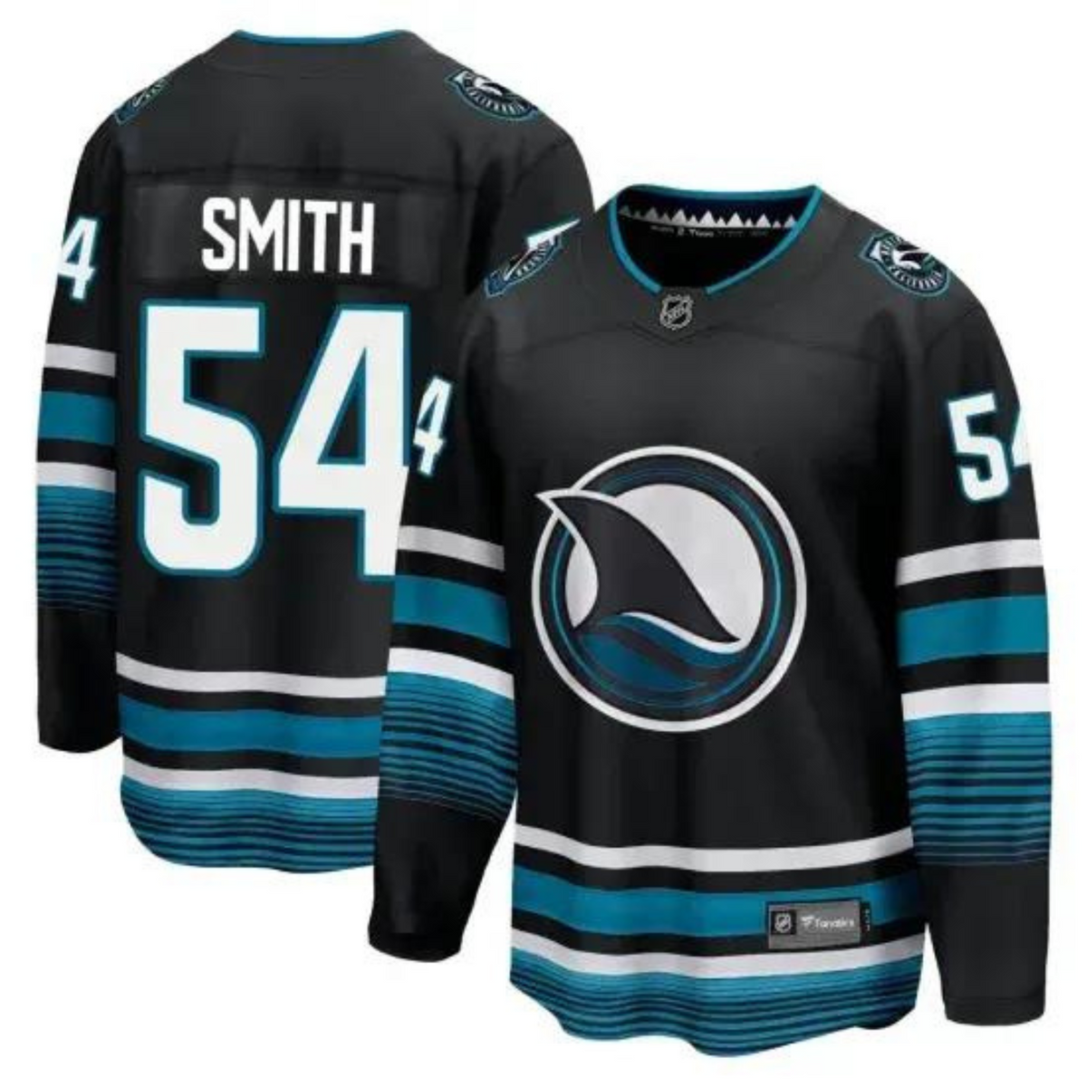 Givani Smith San Jose Sharks 54 Jersey product image 5, provided for visual reference and product detail review