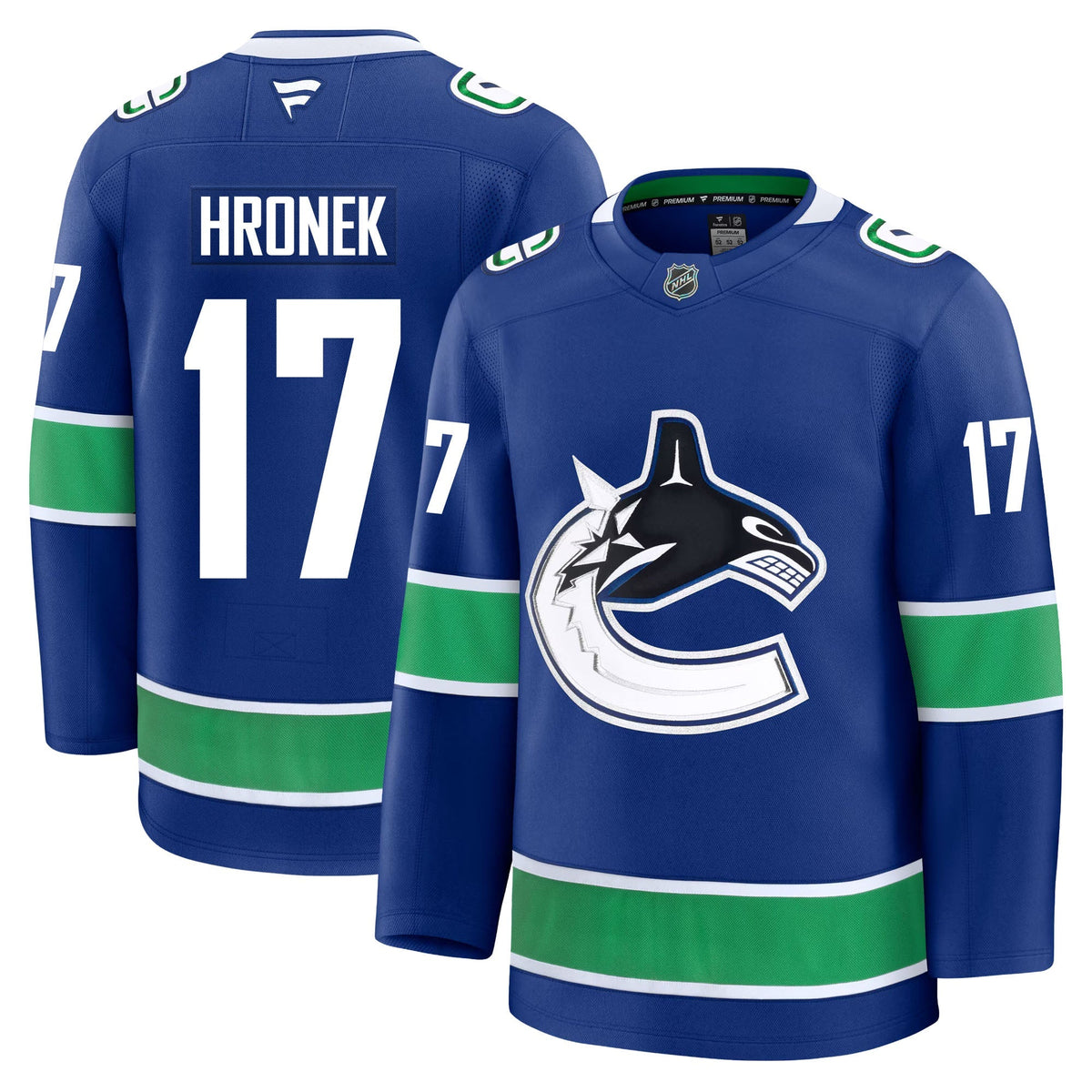 Filip Hronek Vancouver Canucks Fanatics Premium Home Jersey product image 3, provided for visual reference and product