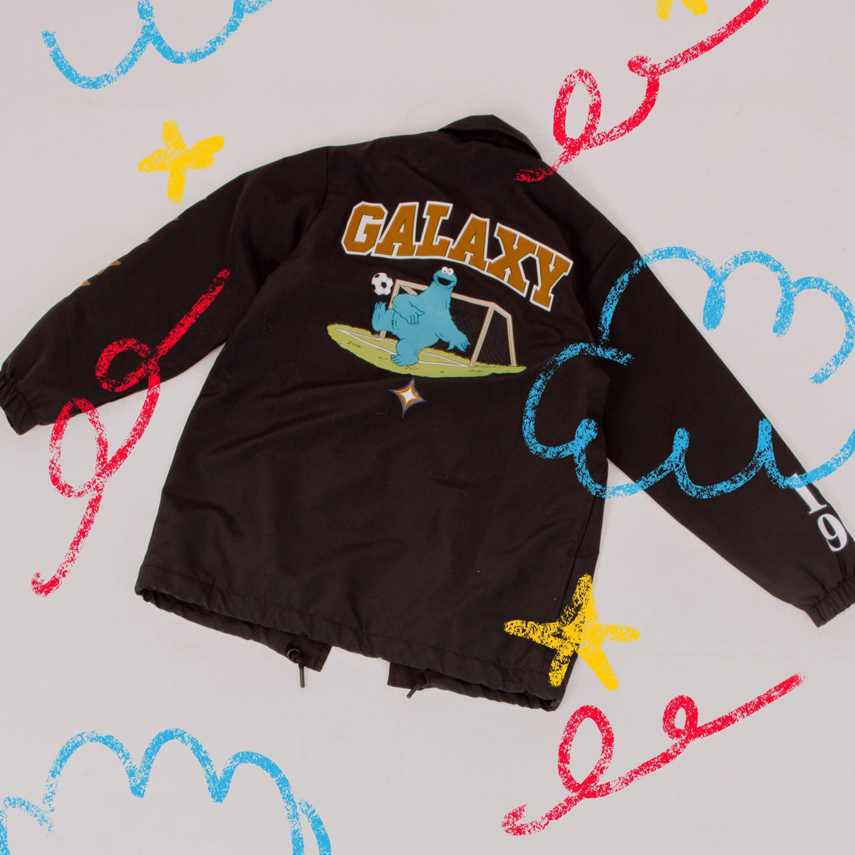 LA GALAXY x Sesame Street Youth Peace Collective Coach Jacket - Black product image 2, provided for visual reference and