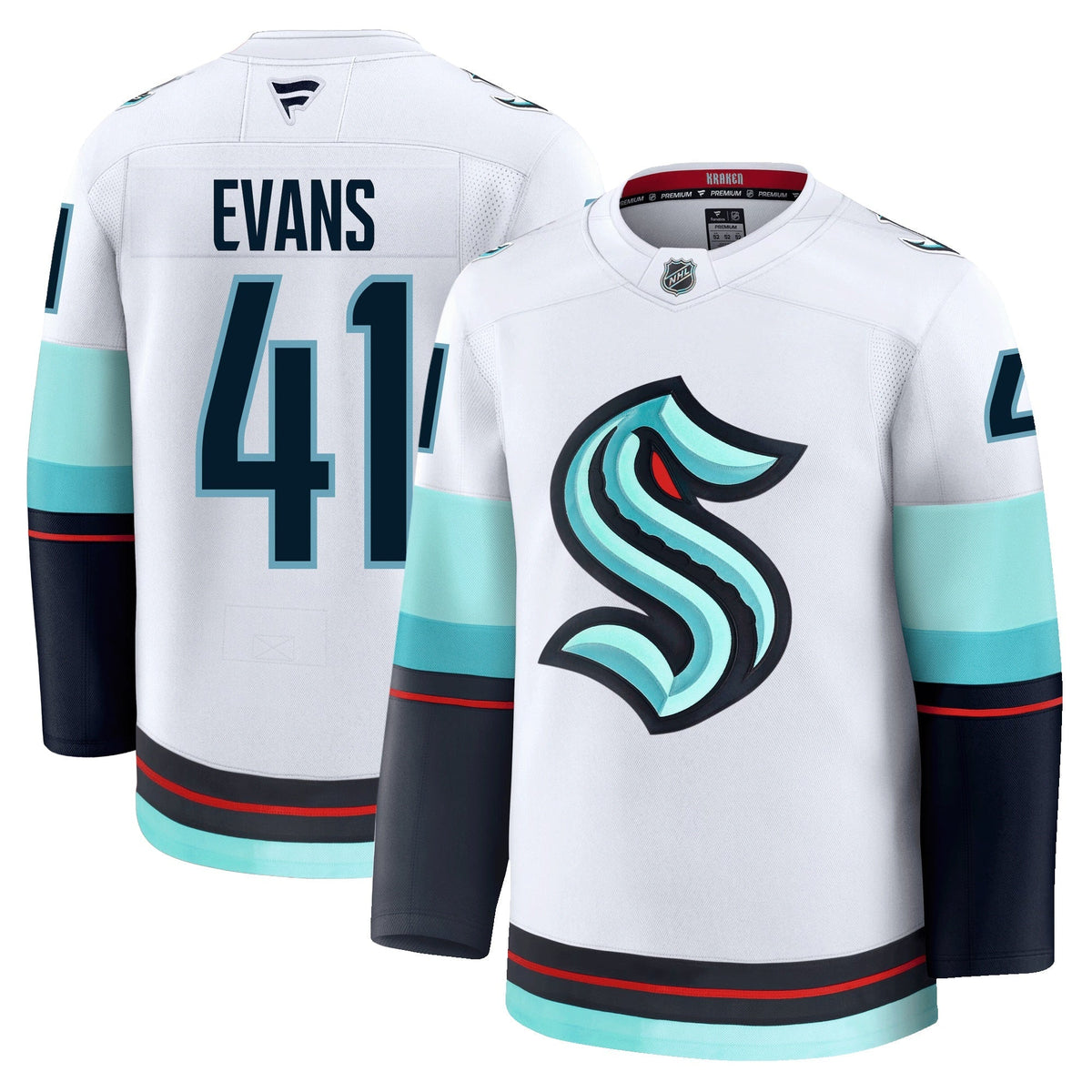 Ryker Evans Seattle Kraken Fanatics Premium Away Jersey product image 3, provided for visual reference and product detail