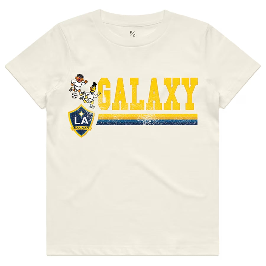 LA GALAXY x Sesame Street Youth Peace Collective Short Sleeve T-Shirt - Cream product image 1, provided for visual reference