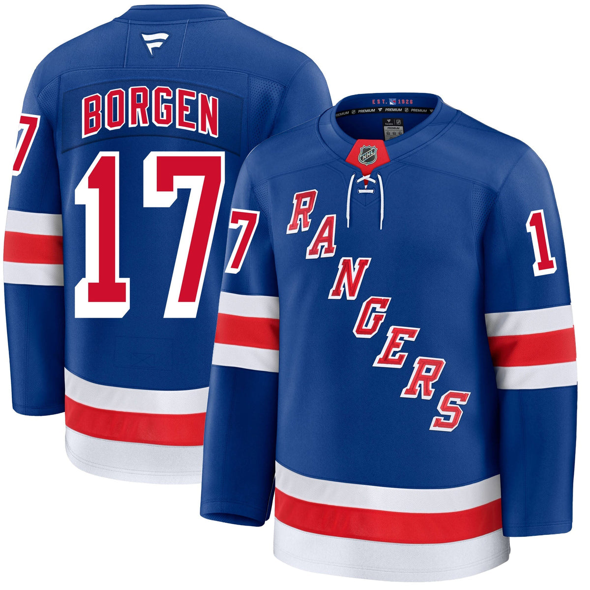 Will Borgen New York Rangers Fanatics Premium Home Jersey product image 3, provided for visual reference and product detail