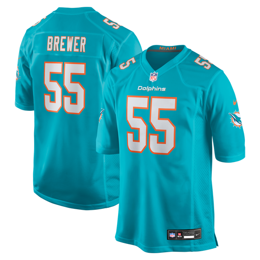 Men's Miami Dolphins Aaron Brewer Nike Aqua Game Jersey product image 1