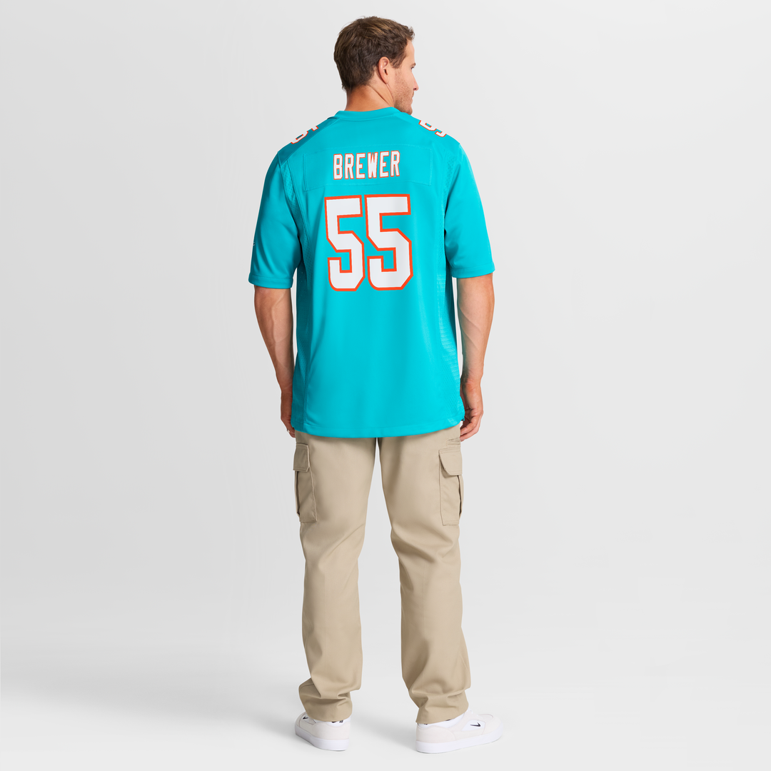 Men's Miami Dolphins Aaron Brewer Nike Aqua Game Jersey product image 8
