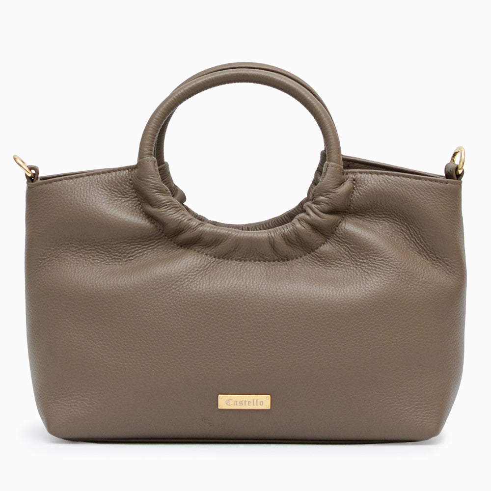 Castello Nappa Leather Tote cum Shoulder Bag - Ash Grey (3576)