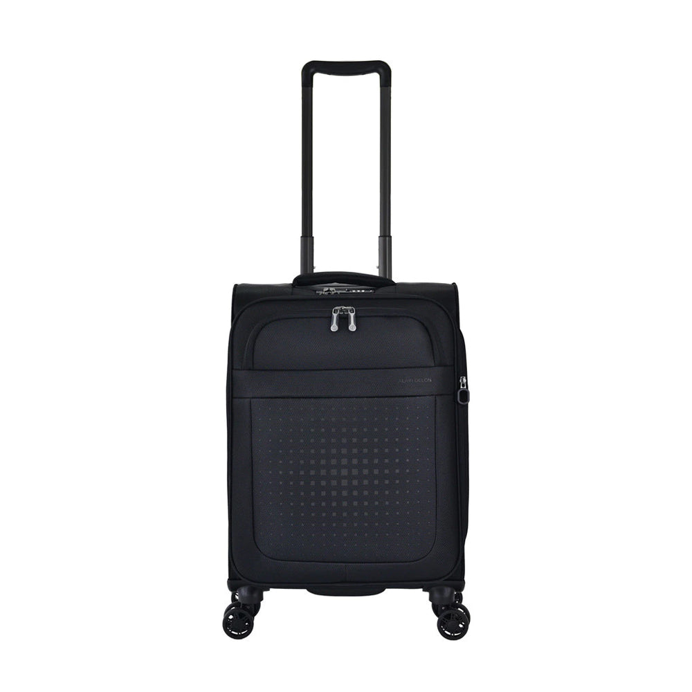 ALAIN DELON AD-1202 19" Lightweight Soft Case Spinner Luggage - Expandable, Anti-theft Zipper, TSA Lock - Black