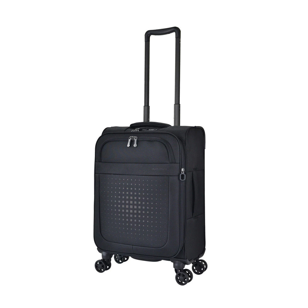 ALAIN DELON AD-1202 19" Lightweight Soft Case Spinner Luggage - Expandable, Anti-theft Zipper, TSA Lock - Black