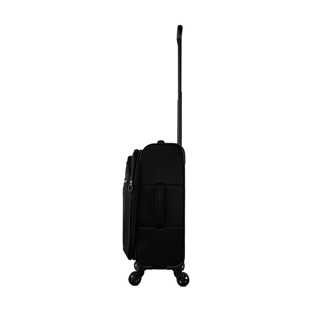 ALAIN DELON AD-1202 19" Lightweight Soft Case Spinner Luggage - Expandable, Anti-theft Zipper, TSA Lock - Black