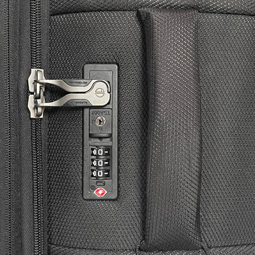 ALAIN DELON AD-1202 19" Lightweight Soft Case Spinner Luggage - Expandable, Anti-theft Zipper, TSA Lock - Black