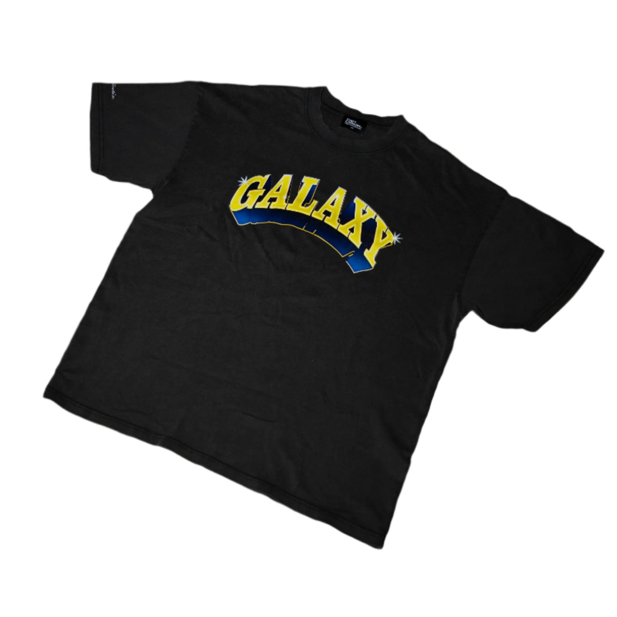 LA GALAXY Men Peace Collective Yellow Font Heavyweight T-Shirt - Black product image 1, provided for visual reference and