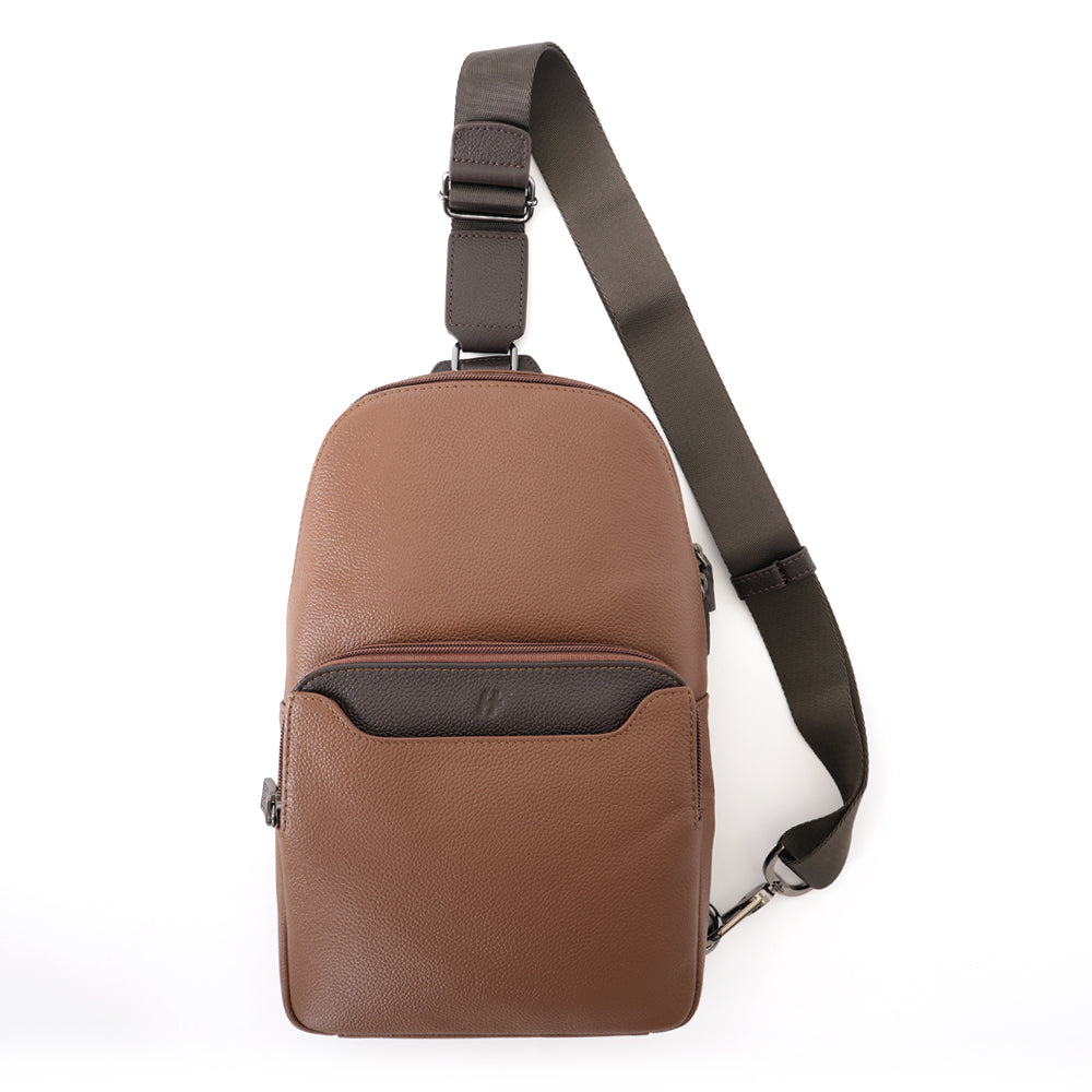 Hechter Leather Crossbody Bag - Brown