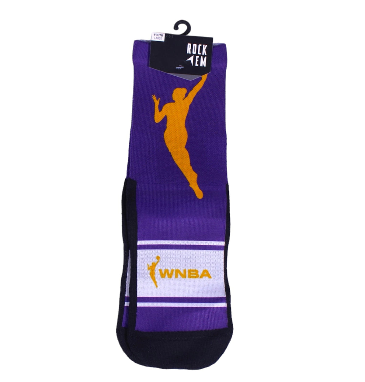 LA Sparks Rock Em WNBA Gold Logo Socks product image 1, provided for visual reference and product detail review