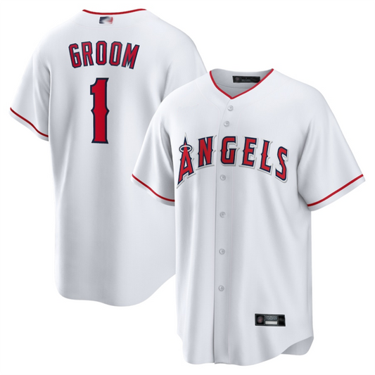 LA.Angels White #1 Groom Player Home Replica Baseball product image 1