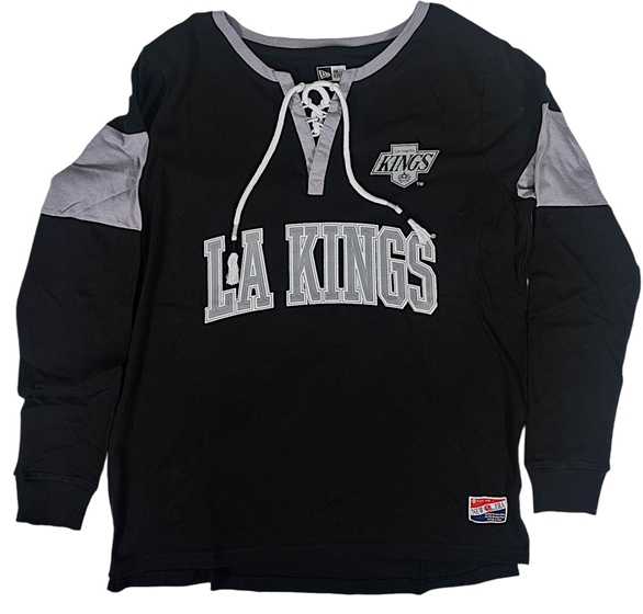 Kings Womens New Era Black/ Grey V-Neck Tie Long Sleeve T-Shirt product image 1, provided for visual reference and product