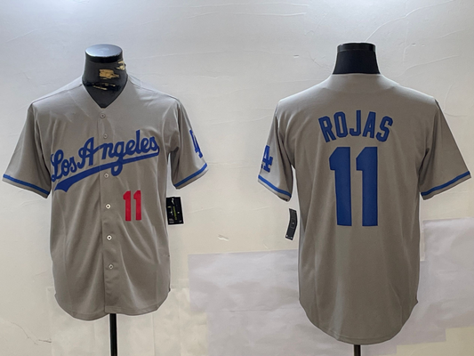 LA.Dodgers #11 Miguel Rojas Grey Cool Base Stitched product image 1