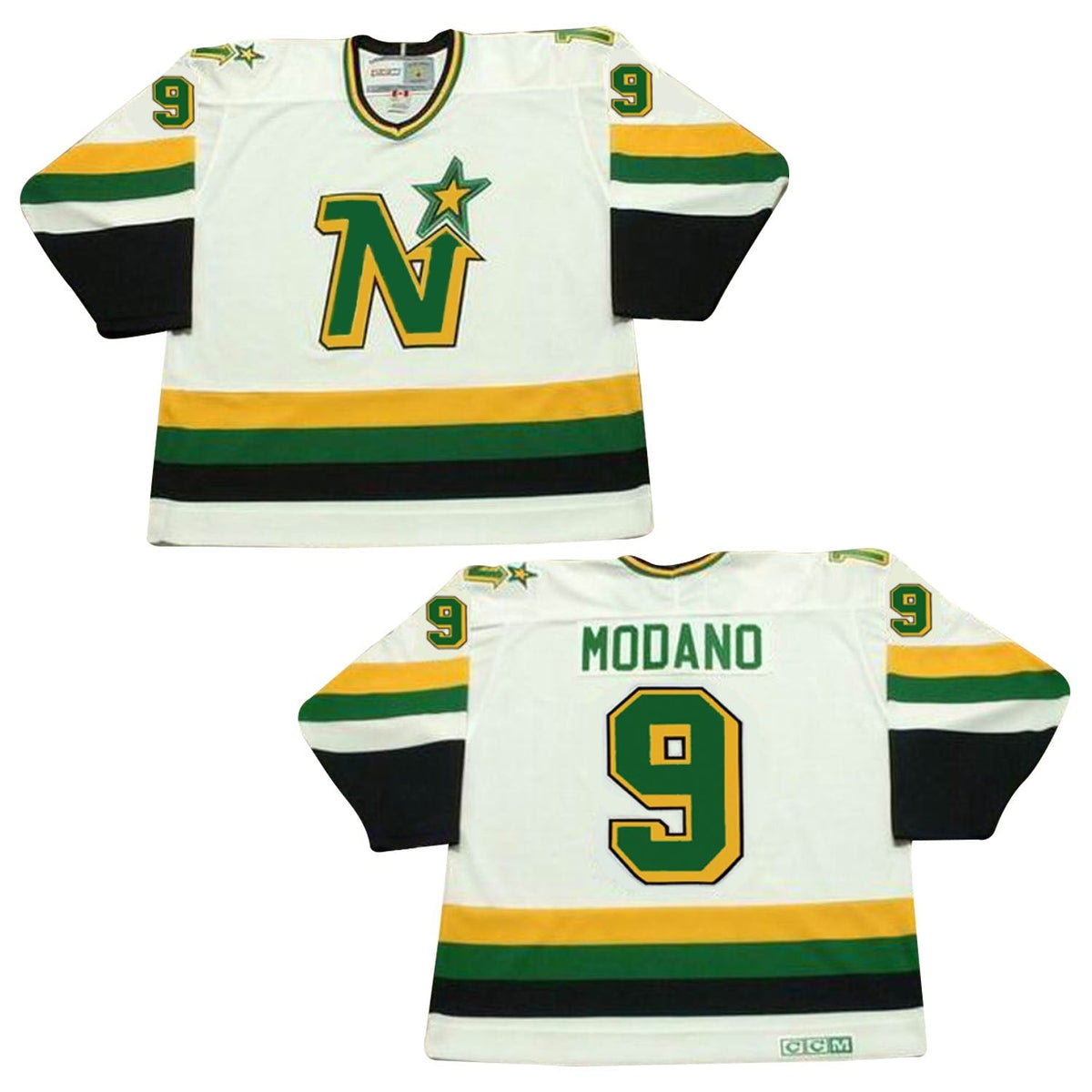 Mike Modano Minnesota North Stars 9 Jersey product image 1, provided for visual reference and product detail review