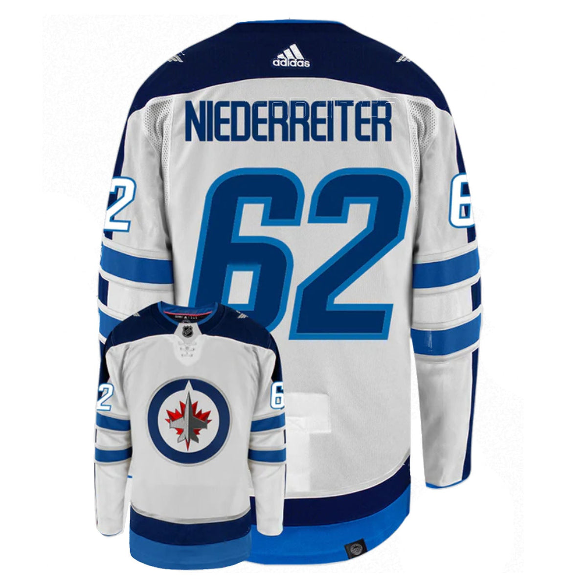 Nino Niederreiter Winnipeg Jets 62 Jersey product image 2, provided for visual reference and product detail review