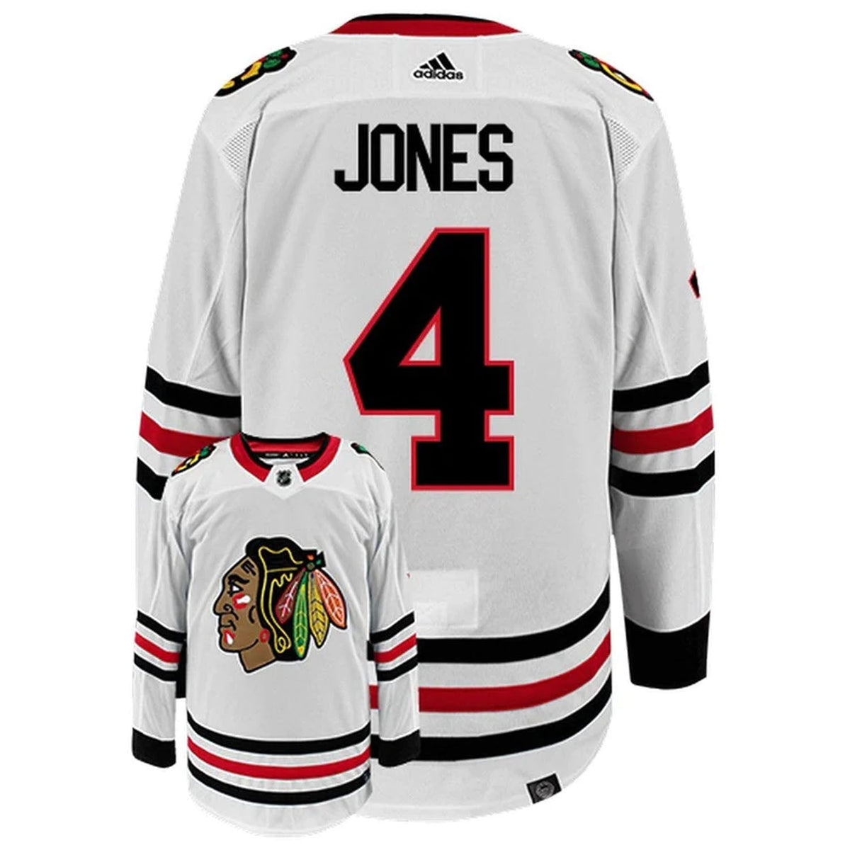 Seth Jones Chicago Blackhawks 4 Jersey product image 1, provided for visual reference and product detail review