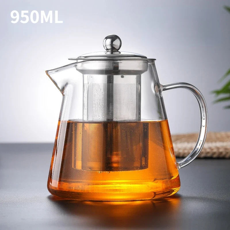 400ml/1350ml Filterable Heat-resistant Thickened Glass Teapot High Borosilicate Glass Flower Tea Pot Heatable Glass Tea Set