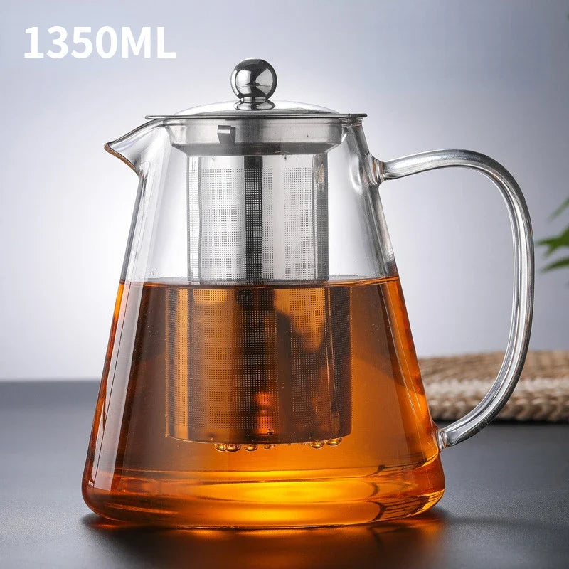 400ml/1350ml Filterable Heat-resistant Thickened Glass Teapot High Borosilicate Glass Flower Tea Pot Heatable Glass Tea Set