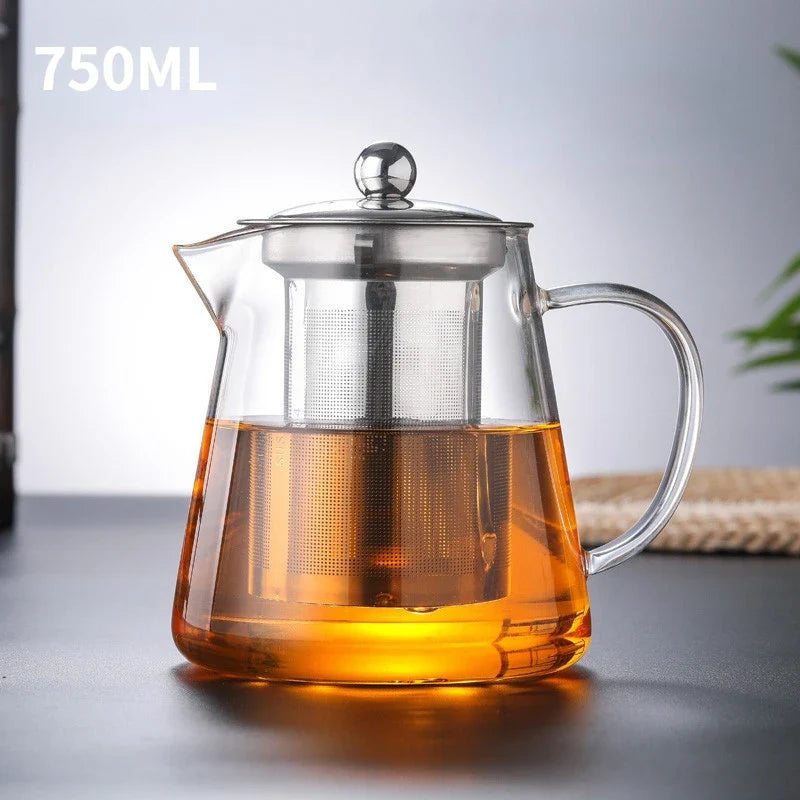 400ml/1350ml Filterable Heat-resistant Thickened Glass Teapot High Borosilicate Glass Flower Tea Pot Heatable Glass Tea Set