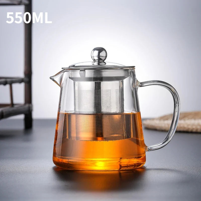 400ml/1350ml Filterable Heat-resistant Thickened Glass Teapot High Borosilicate Glass Flower Tea Pot Heatable Glass Tea Set