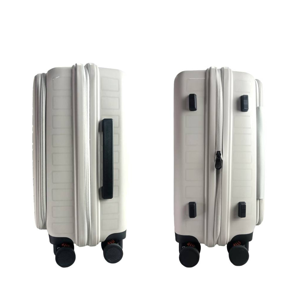 TRAVEL TIME TT-8037 20" Front Opening Hard Case Spinner Luggage - Expandable, Anti-theft Zipper, TSA Lock - Pink