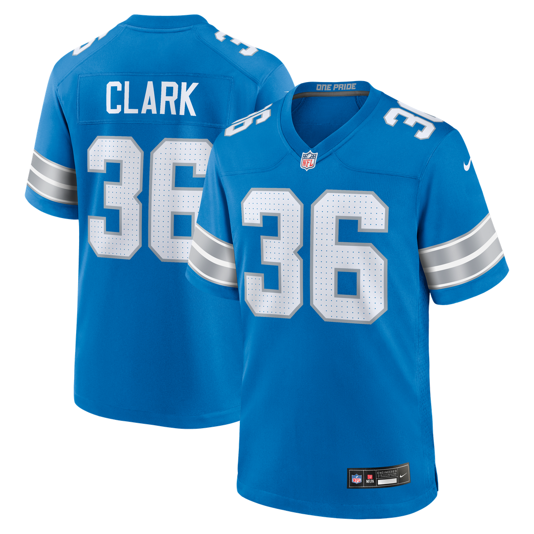 Men's Detroit Lions Chuck Clark Nike Blue Team Game Jersey product image 1