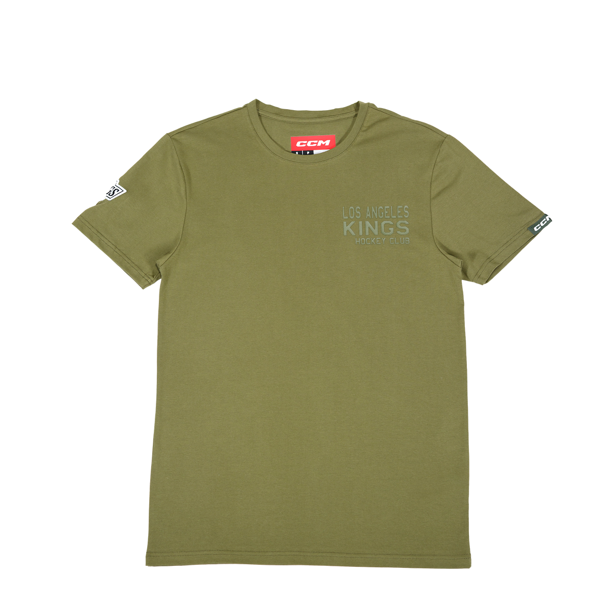 Kings LA Hockey Club Olive Short Sleeve T-Shirt product image 1, provided for visual reference and product detail review