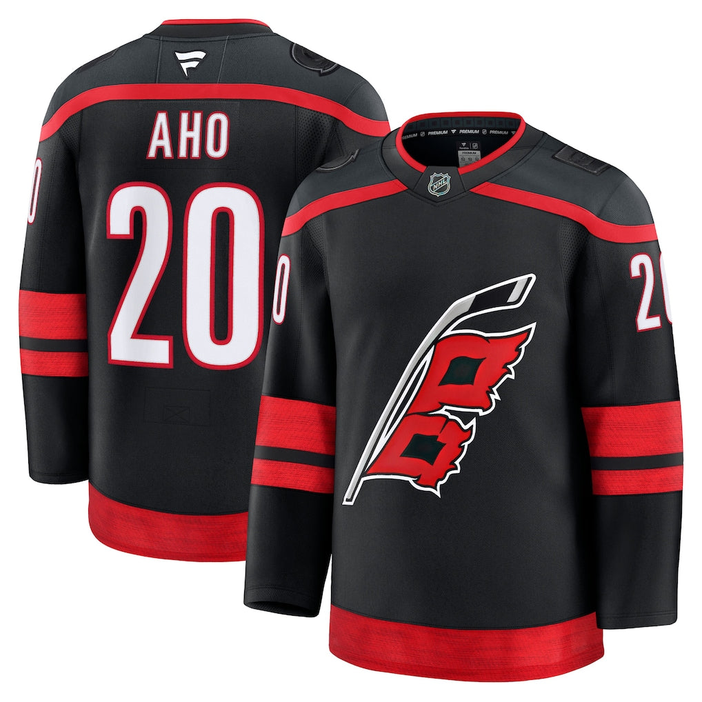 Carolina Hurricanes NHL Sebastian Aho Fanatics Home Premium Jersey – Black (USA Stock) product image 1, provided for visual