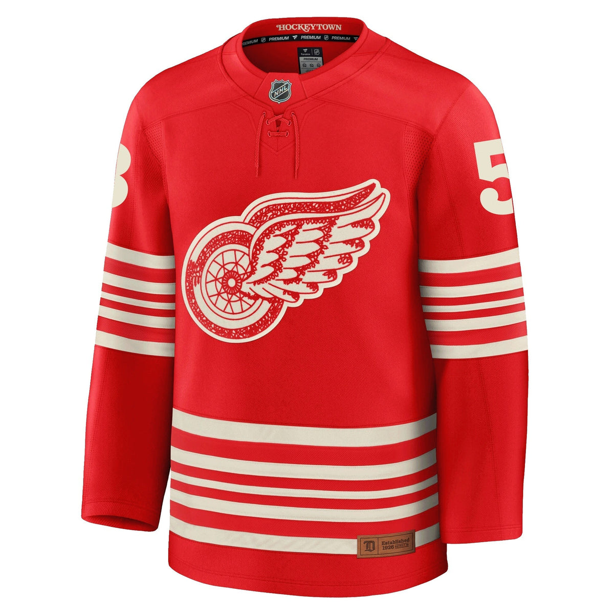 Moritz Seider Detroit Red Wings Fanatics Centennial Premium Jersey product image 2, provided for visual reference and