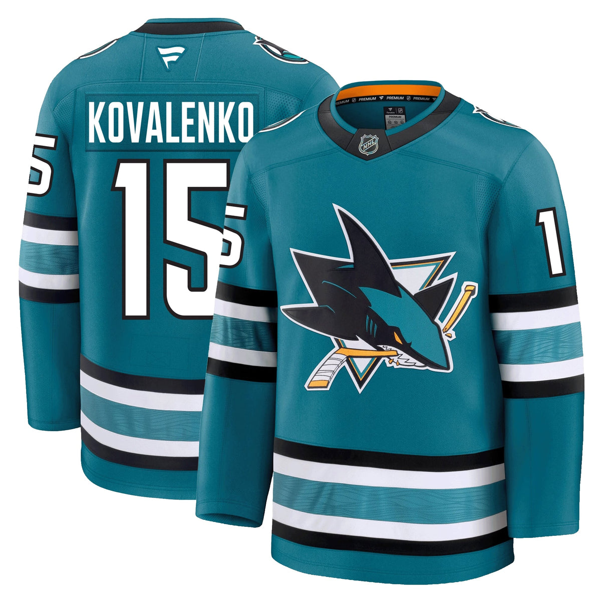 Nikolai Kovalenko San Jose Sharks Fanatics Premium Home Jersey product image 3, provided for visual reference and product