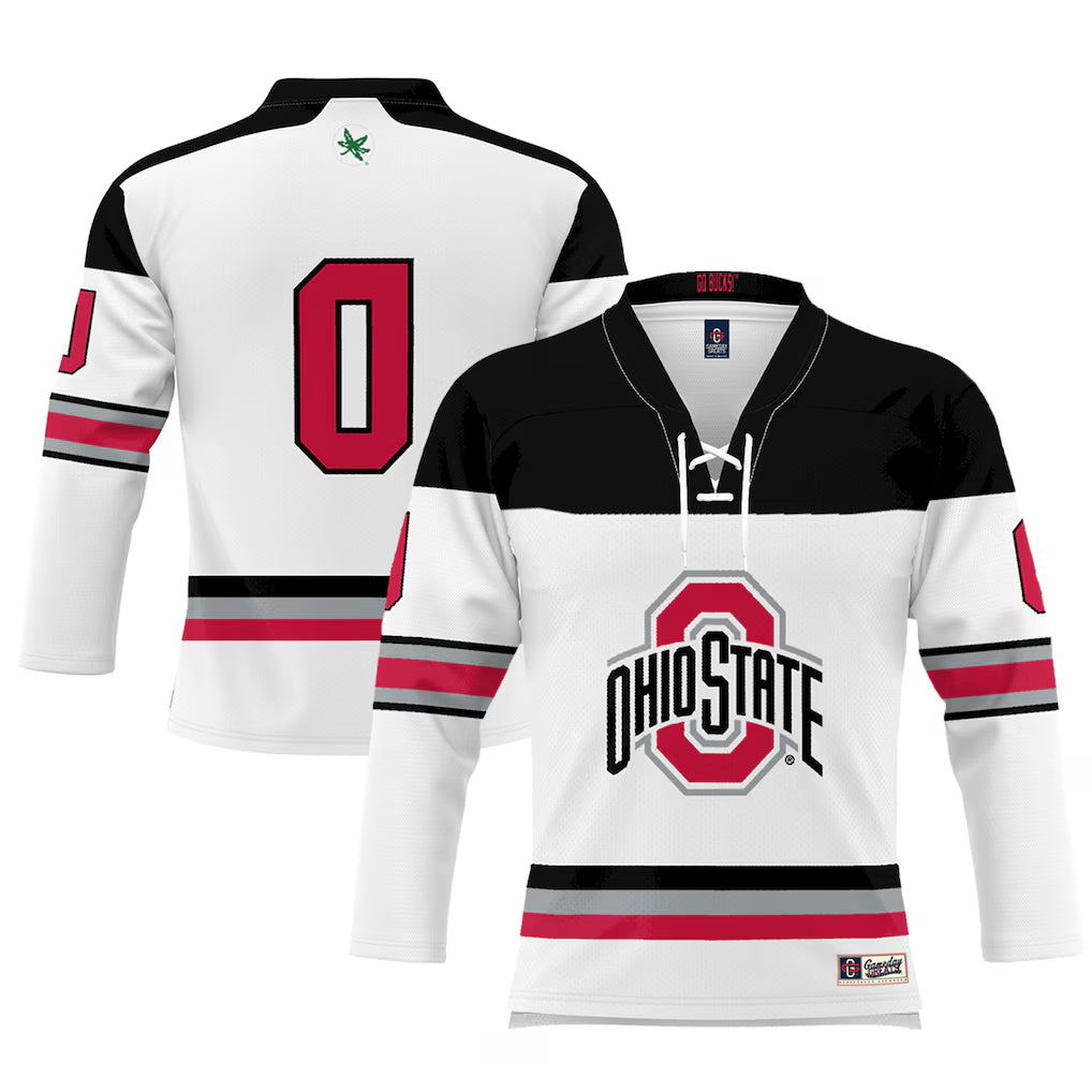 #0 Ohio State Buckeyes GameDay Greats Hockey Jersey - White product image 1, provided for visual reference and product