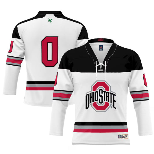 #0 Ohio State Buckeyes GameDay Greats Hockey Jersey - White product image 1, provided for visual reference and product