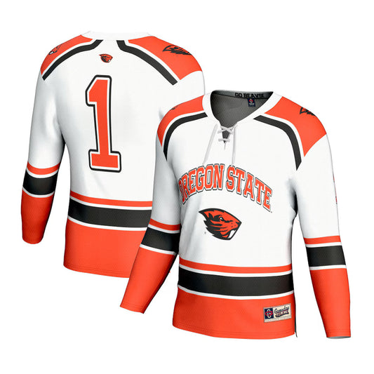 #1 Oregon State Beavers GameDay Greats Lightweight Hockey Fashion Jersey - White product image 1, provided for visual