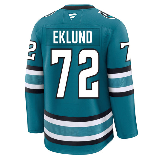 William Eklund San Jose Sharks Fanatics Premium Home Jersey product image 1, provided for visual reference and product