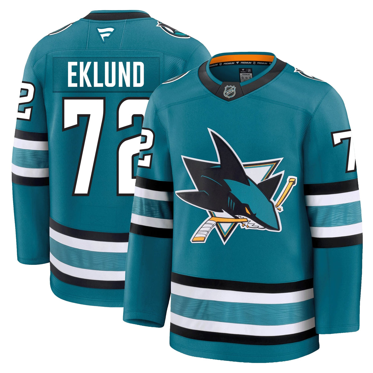 William Eklund San Jose Sharks Fanatics Premium Home Jersey product image 3, provided for visual reference and product